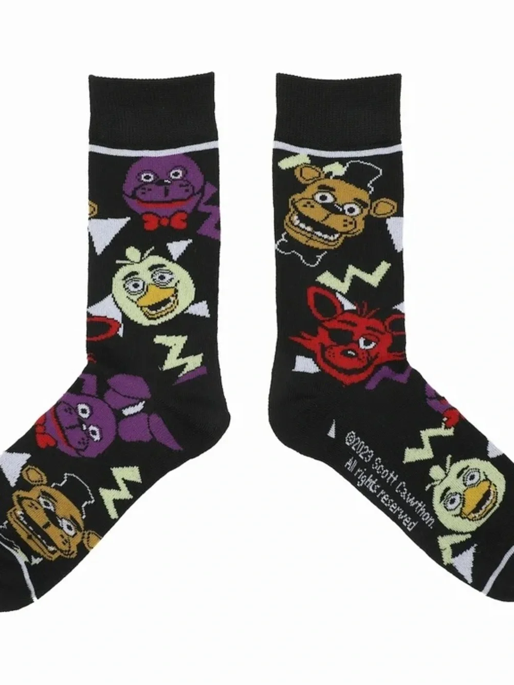 Bioworld Five-Pack Men’s Crew Socks - Yellow, Blue, Black, Orange, Gray